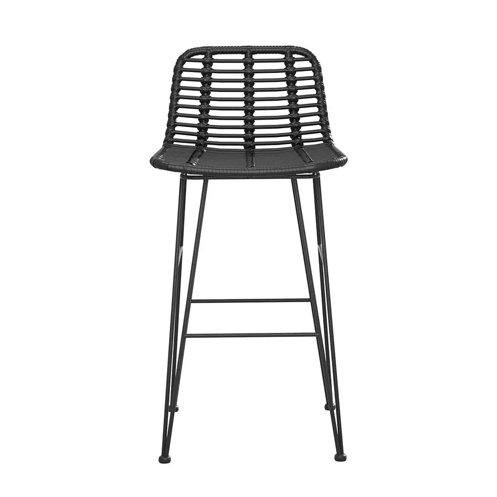 Gardeon 2x Outdoor Bar Stools Rattan Black - Mekamart Australia