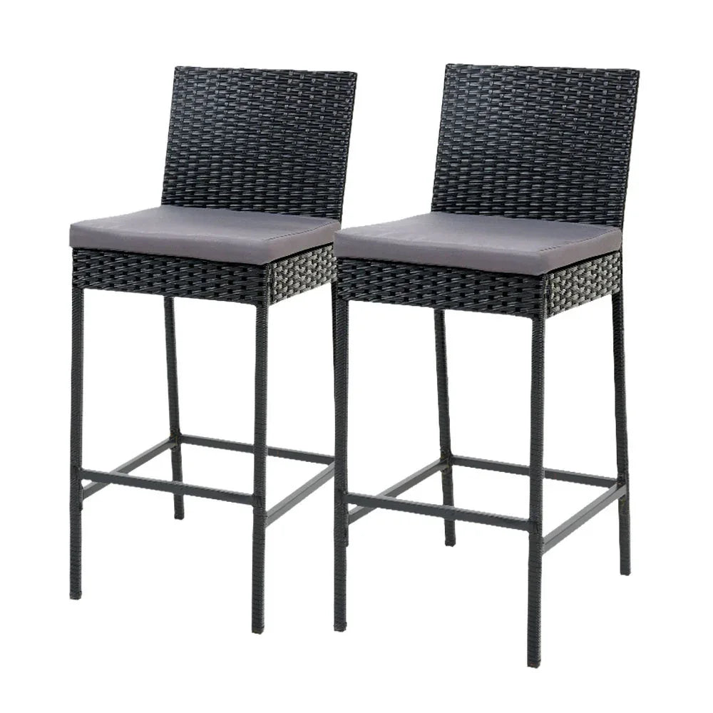 Gardeon 2-Piece Outdoor Bar Stools Dining Chair Bar Stools Rattan Furniture - Mekamart Australia