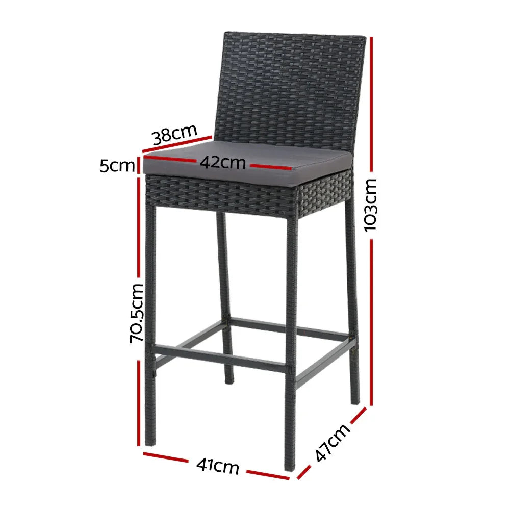 Gardeon 2-Piece Outdoor Bar Stools Dining Chair Bar Stools Rattan Furniture - Mekamart Australia