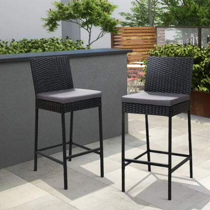 Gardeon 2-Piece Outdoor Bar Stools Dining Chair Bar Stools Rattan Furniture - Mekamart Australia