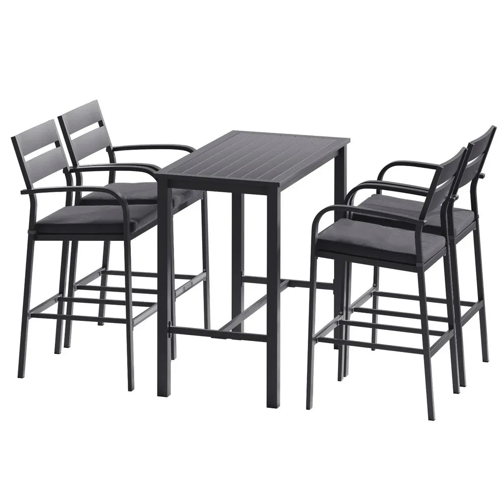 Gardeon Outdoor Bar Set 5-Piece Patio Dining Chairs Aluminium Table Stools - Mekamart Australia