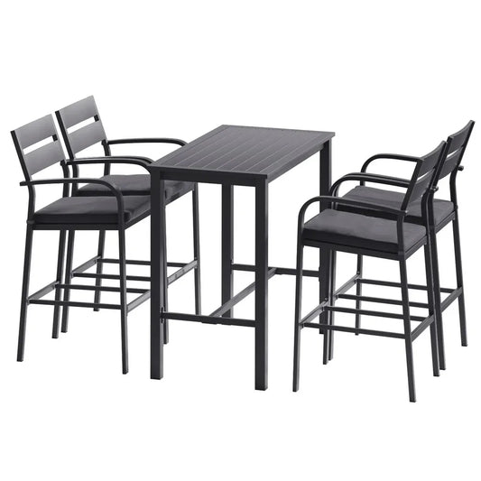 Gardeon Outdoor Bar Set 5-Piece Patio Dining Chairs Aluminium Table Stools - Mekamart Australia