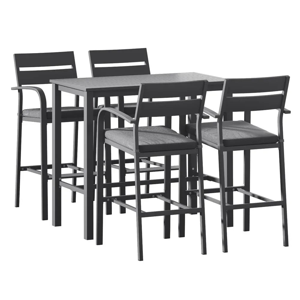 Gardeon Outdoor Bar Set 5-Piece Patio Dining Chairs Aluminium Table Stools - Mekamart Australia