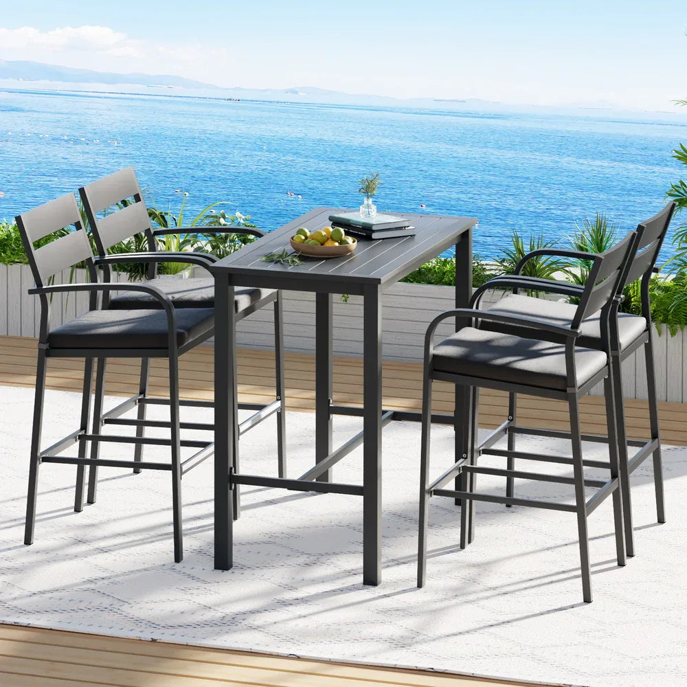 Gardeon Outdoor Bar Set 5-Piece Patio Dining Chairs Aluminium Table Stools - Mekamart Australia