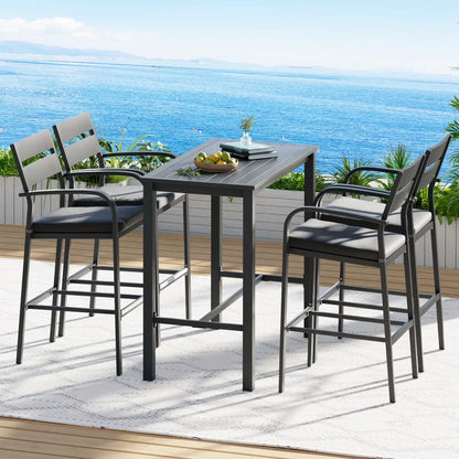 Gardeon Outdoor Bar Set 5-Piece Patio Dining Chairs Aluminium Table Stools - Mekamart Australia