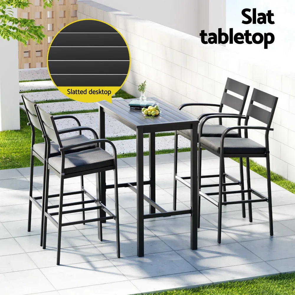 Gardeon Outdoor Bar Set 5-Piece Patio Dining Chairs Aluminium Table Stools - Mekamart Australia