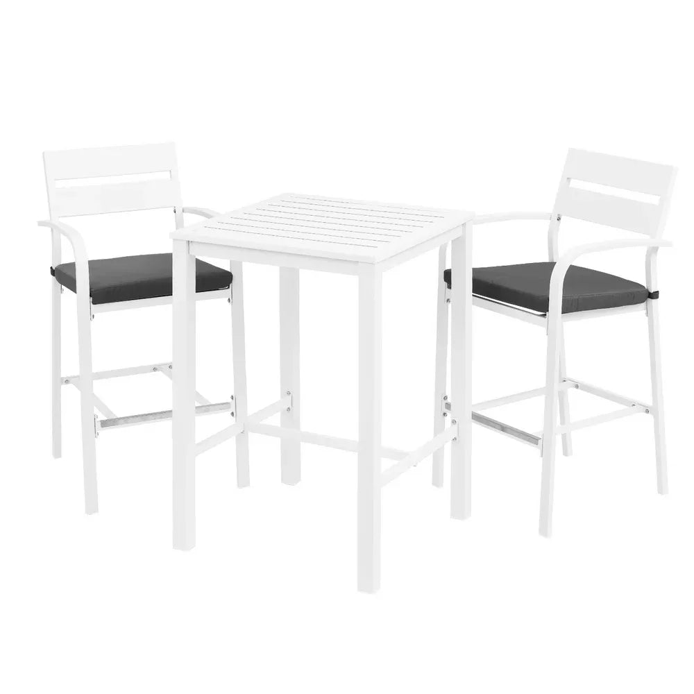 Gardeon Outdoor Bar Set Stools 3-Piece Dining Chairs Table Patio Aluminium Bistro Set - Mekamart Australia
