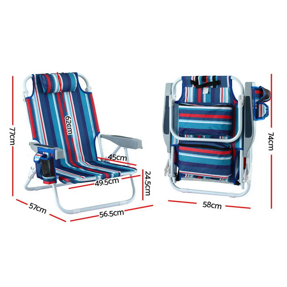 Gardeon Outdoor Chairs Beach Chair Backpack Cooler Storage Lightweight Fishing Blue - Mekamart Australia