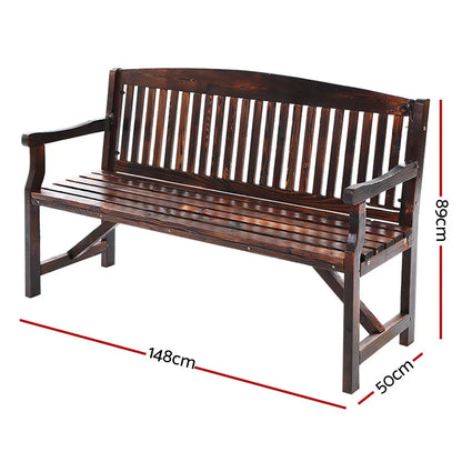 Gardeon 5FT Outdoor Garden Bench Wooden 3 Seat Chair Patio Furniture Charcoal - Mekamart Australia