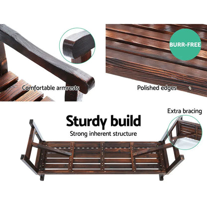 Gardeon 5FT Outdoor Garden Bench Wooden 3 Seat Chair Patio Furniture Charcoal - Mekamart Australia