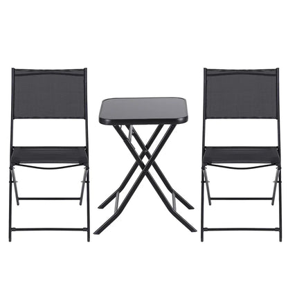 Gardeon Outdoor Bistro Set Folding Table and Chairs Patio Furniture Garden Steel Black - Mekamart Australia