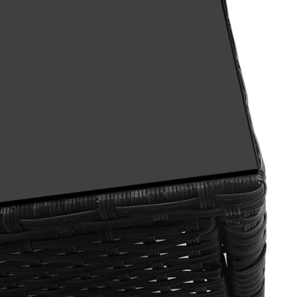 Gardeon 3PC Outdoor Bistro Set Patio Furniture Wicker Chairs Table Cushion All Black - Mekamart Australia