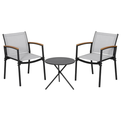 Gardeon 3PC Outdoor Bistro Set Table and Chairs Steel Dining Chair Patio Furniture Textilene - Mekamart Australia
