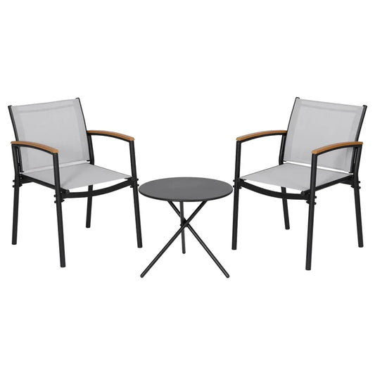 Gardeon 3PC Outdoor Bistro Set Table and Chairs Steel Dining Chair Patio Furniture Textilene - Mekamart Australia