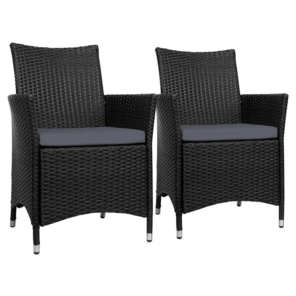 Gardeon Outdoor Dining Chairs Patio Furniture Wicker Garden Cushion Idris 2PC - Mekamart Australia