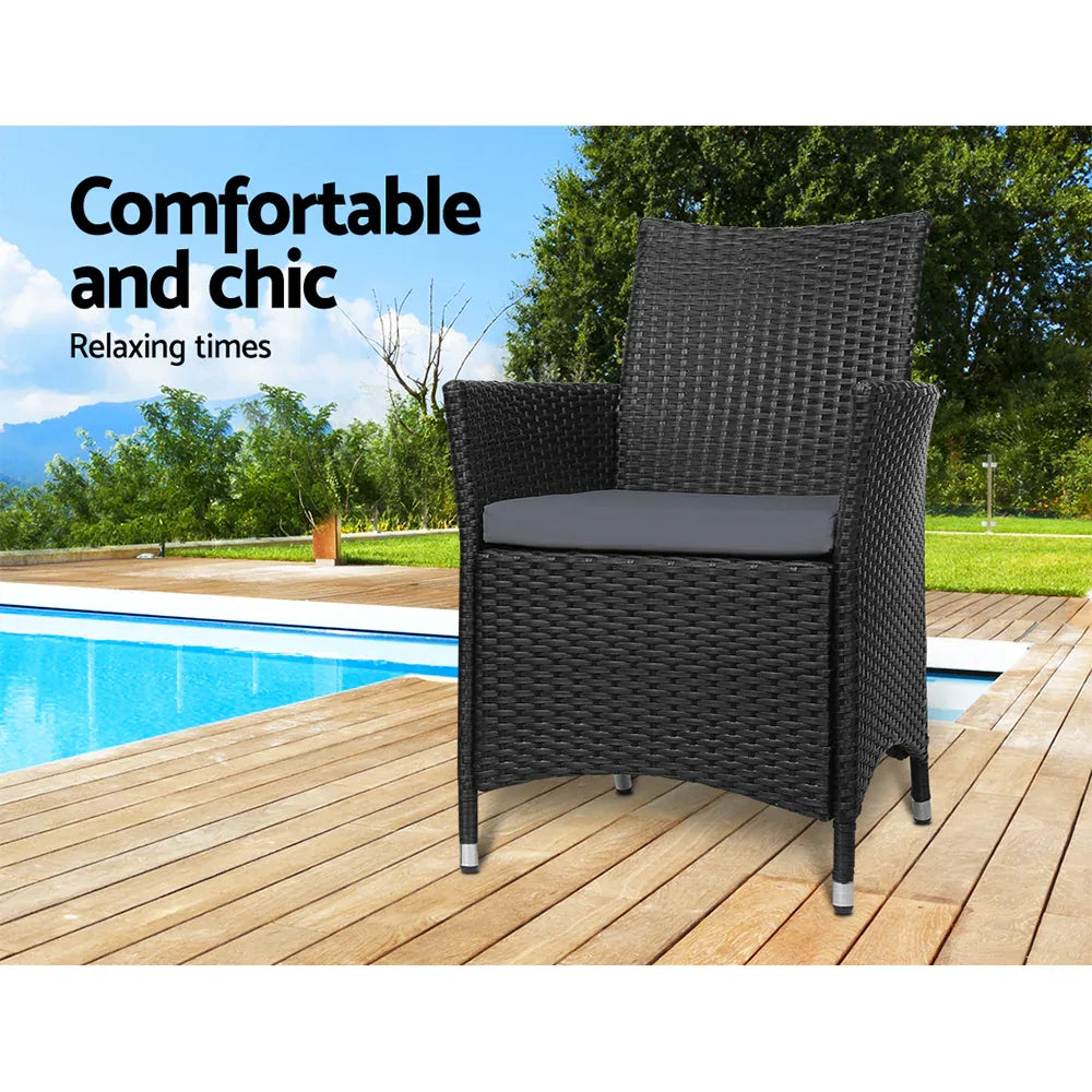 Gardeon Outdoor Dining Chairs Patio Furniture Wicker Garden Cushion Idris 2PC - Mekamart Australia