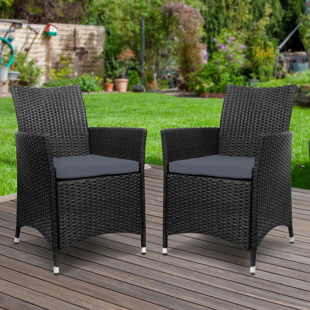 Gardeon Outdoor Dining Chairs Patio Furniture Wicker Garden Cushion Idris 2PC - Mekamart Australia