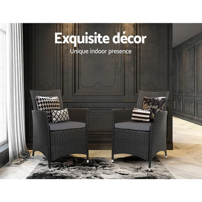 Gardeon Outdoor Dining Chairs Patio Furniture Wicker Garden Cushion Idris 2PC - Mekamart Australia