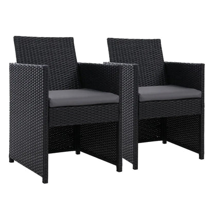 Gardeon 2PC Outdoor Dining Chairs Patio Furniture Wicker Garden Cushion Hugo - Mekamart Australia