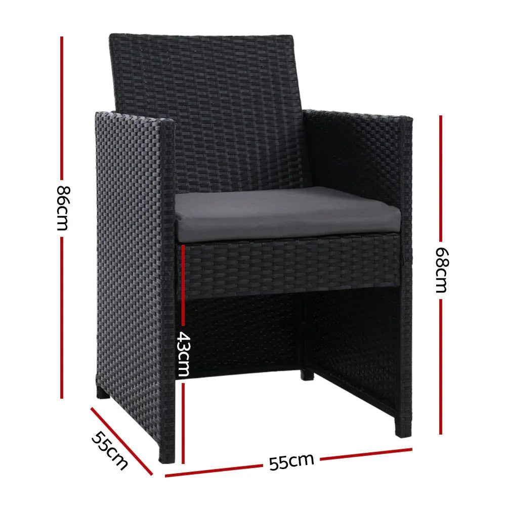 Gardeon 2PC Outdoor Dining Chairs Patio Furniture Wicker Garden Cushion Hugo - Mekamart Australia