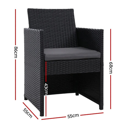Gardeon 2PC Outdoor Dining Chairs Patio Furniture Wicker Garden Cushion Hugo - Mekamart Australia