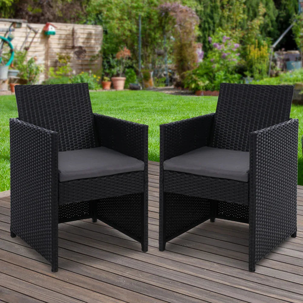 Gardeon 2PC Outdoor Dining Chairs Patio Furniture Wicker Garden Cushion Hugo - Mekamart Australia