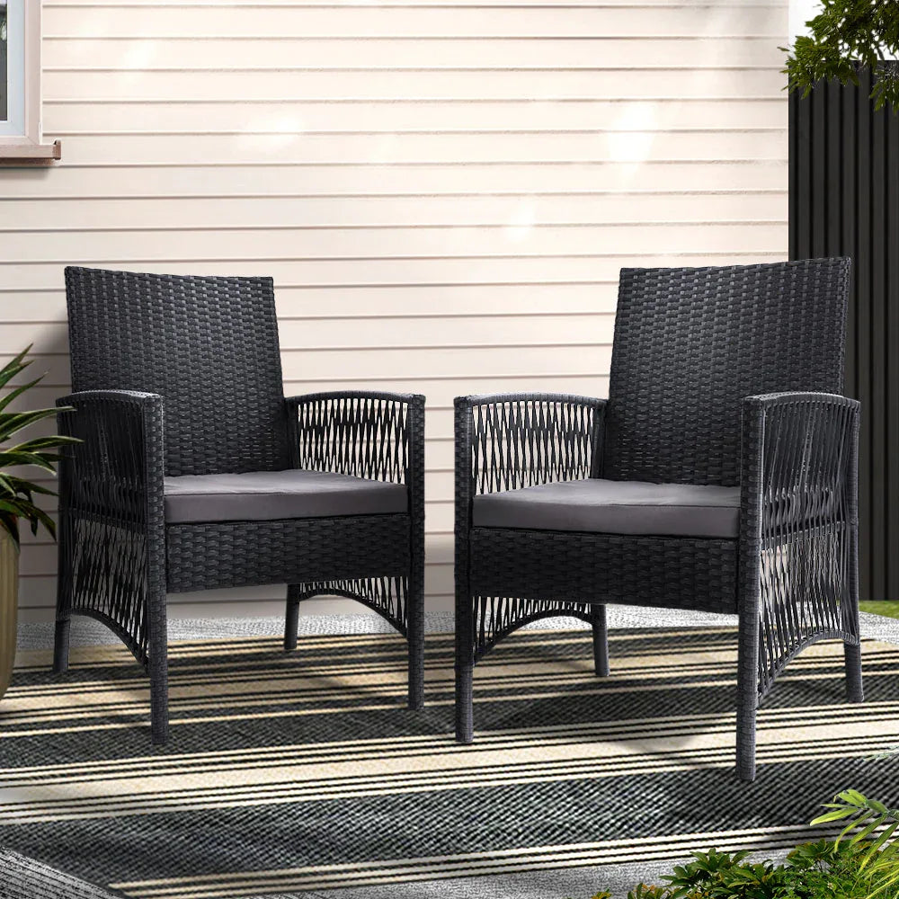 Gardeon 2PC Outdoor Dining Chairs Patio Furniture Wicker Lounge Chair Garden - Mekamart Australia