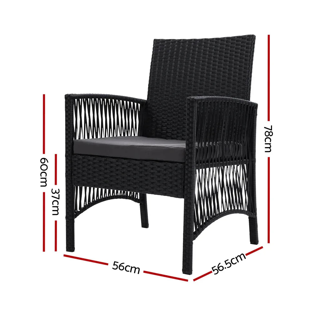 Gardeon 2PC Outdoor Dining Chairs Patio Furniture Wicker Lounge Chair Garden - Mekamart Australia