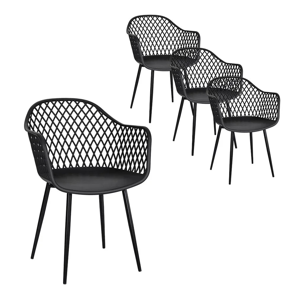 Gardeon 4PC Outdoor Dining Chairs PP Lounge Chair Patio Furniture Garden Black - Mekamart Australia