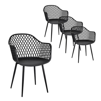 Gardeon 4PC Outdoor Dining Chairs PP Lounge Chair Patio Furniture Garden Black - Mekamart Australia