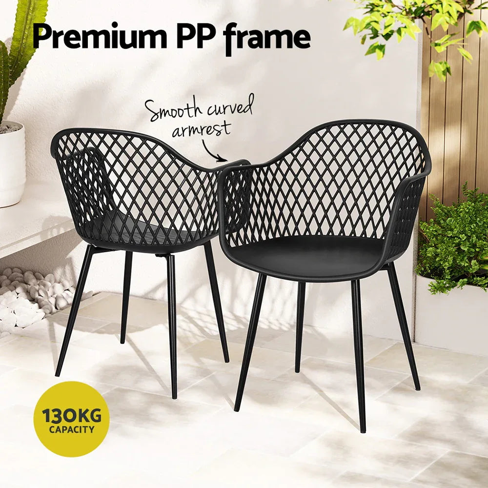 Gardeon 4PC Outdoor Dining Chairs PP Lounge Chair Patio Furniture Garden Black - Mekamart Australia