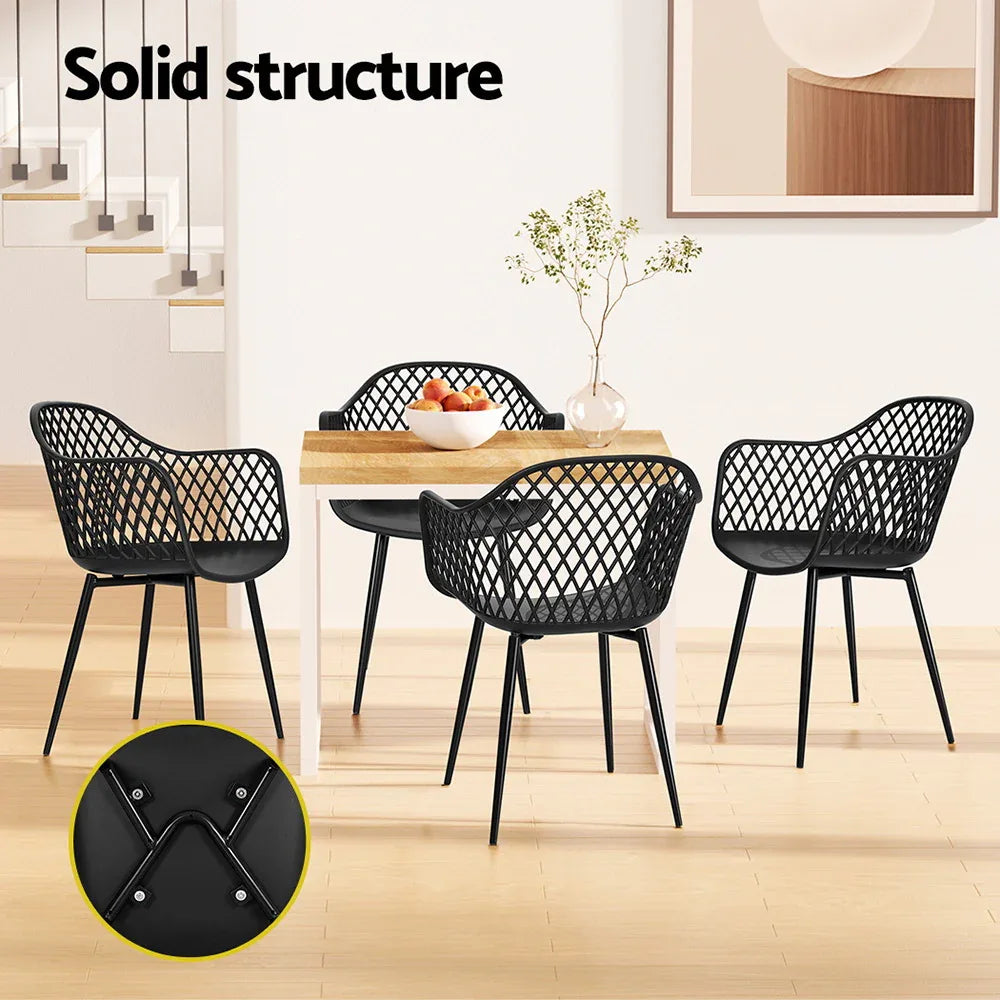Gardeon 4PC Outdoor Dining Chairs PP Lounge Chair Patio Furniture Garden Black - Mekamart Australia