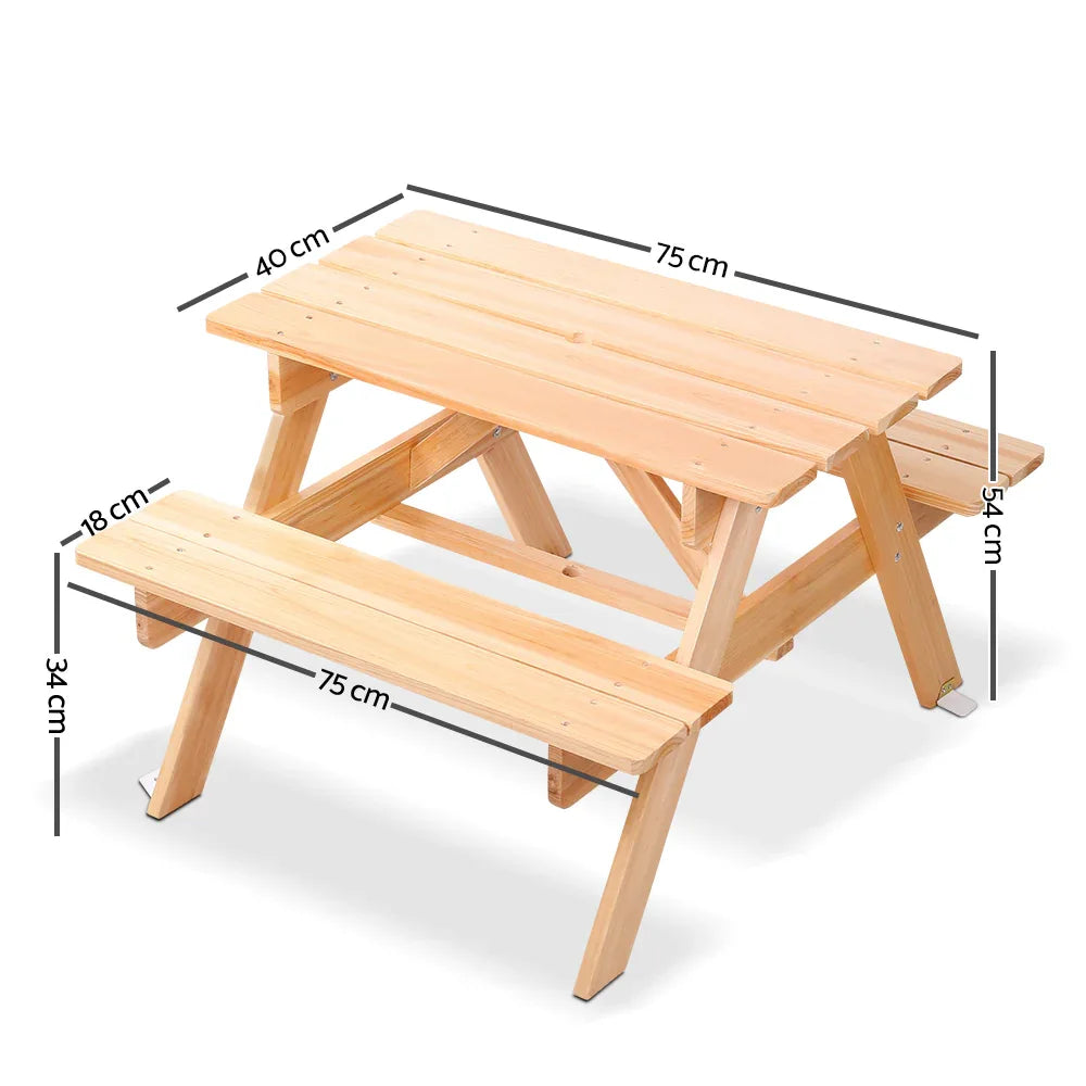 Keezi Kids Outdoor Table and Chairs Picnic Bench Set Children Wooden - Mekamart Australia