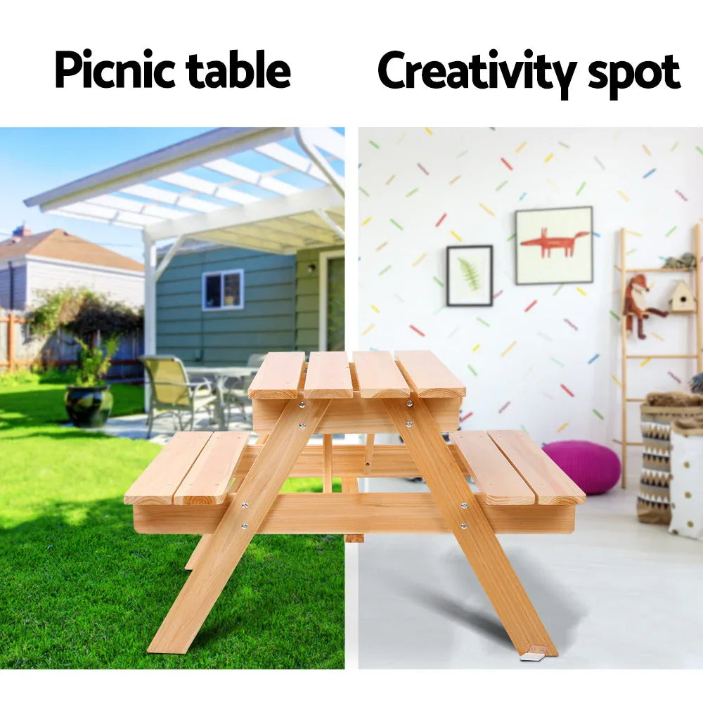 Keezi Kids Outdoor Table and Chairs Picnic Bench Set Children Wooden - Mekamart Australia