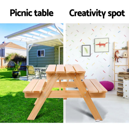 Keezi Kids Outdoor Table and Chairs Picnic Bench Set Children Wooden - Mekamart Australia