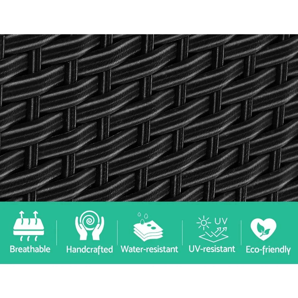 Gardeon Outdoor Setting Wicker Loveseat Birstro Set Patio Garden Furniture Black - Mekamart Australia