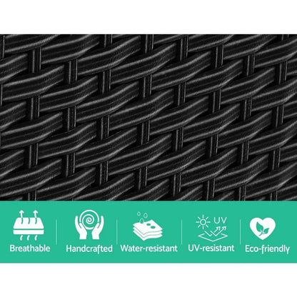 Gardeon Outdoor Setting Wicker Loveseat Birstro Set Patio Garden Furniture Black - Mekamart Australia