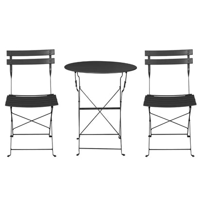 Gardeon 3PC Outdoor Bistro Set Steel Table and Chairs Patio Furniture Black - Mekamart Australia