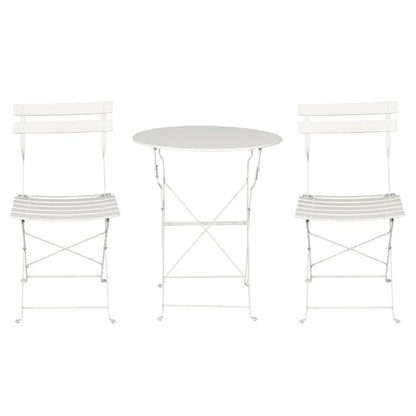 Gardeon 3PC Outdoor Bistro Set Steel Table and Chairs Patio Furniture White - Mekamart Australia