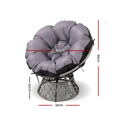 Gardeon Outdoor Chairs Outdoor Furniture Papasan Chair Wicker Patio Garden Grey