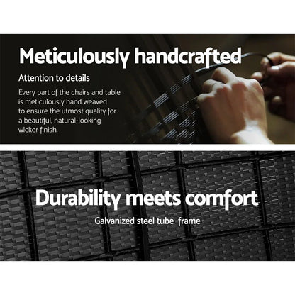 Gardeon 4 Seater Outdoor Sofa Set Wicker Setting Table Chair Furniture Black - Mekamart Australia