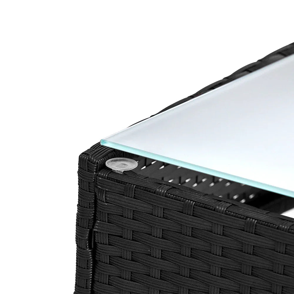 Gardeon 4 Seater Outdoor Sofa Set Wicker Setting Table Chair Furniture Black - Mekamart Australia