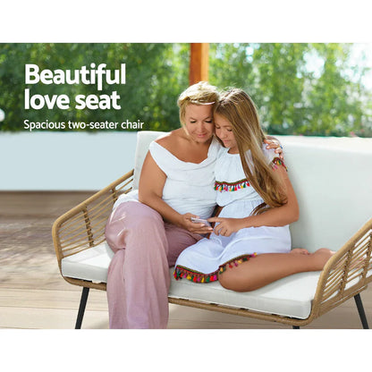 Gardeon 4-Piece Outdoor Sofa Set Rattan Lounge Setting Table Chairs - Mekamart Australia