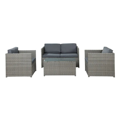 Gardeon 4-Piece Outdoor Sofa Set Wicker Couch Lounge Setting Grey - Mekamart Australia