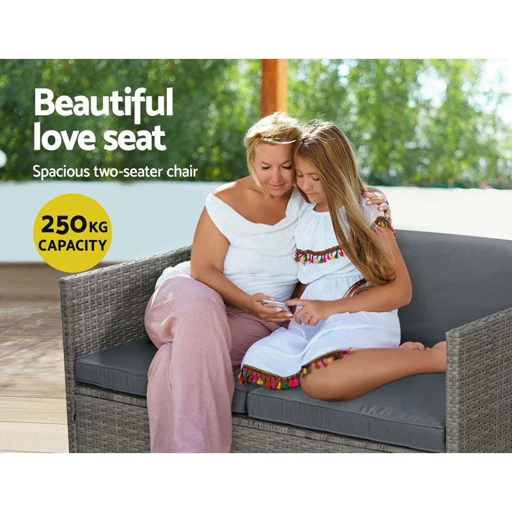Gardeon 4-Piece Outdoor Sofa Set Wicker Couch Lounge Setting Grey - Mekamart Australia