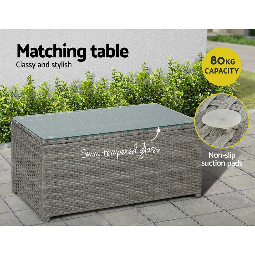 Gardeon 4-Piece Outdoor Sofa Set Wicker Couch Lounge Setting Grey - Mekamart Australia