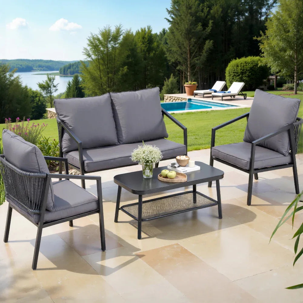 Gardeon 4 Seater Outdoor Sofa Set 4PCS Table Chair Setting Patio Furniture - Mekamart Australia