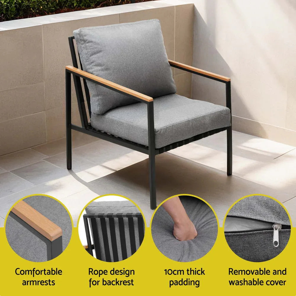 Gardeon 5 Seater Outdoor Sofa Set 4PCS Table Chair Garden Bench Patio Furniture - Mekamart Australia