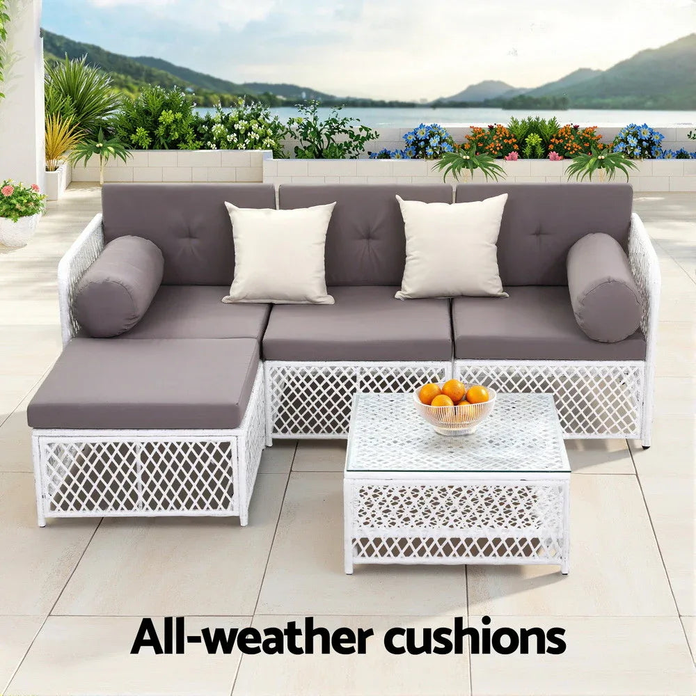 Gardeon 4 Seater Outdoor Sofa Set 5PCS Table Chair Set Garden Patio Furniture - Mekamart Australia