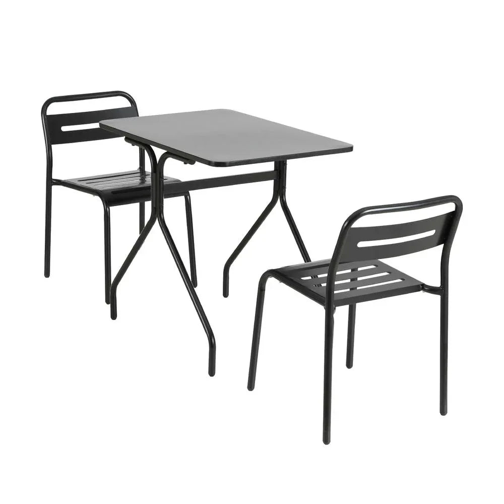 Gardeon 3PC Outdoor Bistro Set Patio Furniture Steel Table and Chairs Black - Mekamart Australia